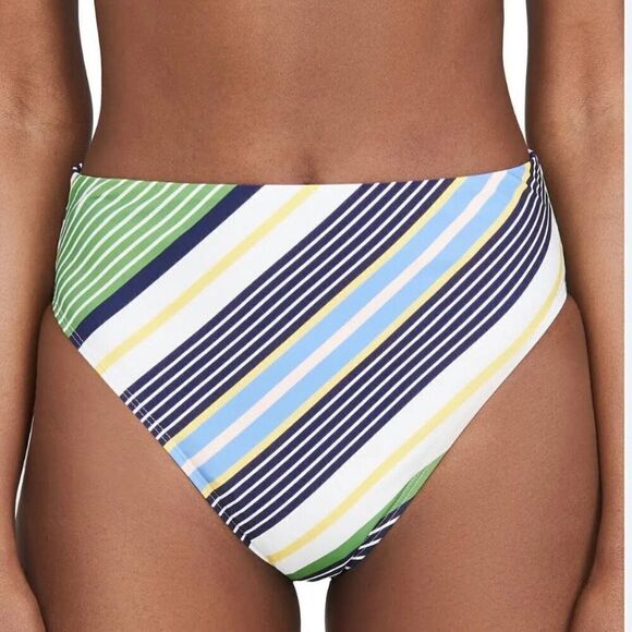 Tory Burch Field Day Multi Striped High Waist Bikini Bottom Women's Size Medium - Picture 2 of 9